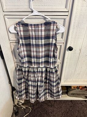 GAP Blue and Cream Plaid Sleeveless Midi Dress